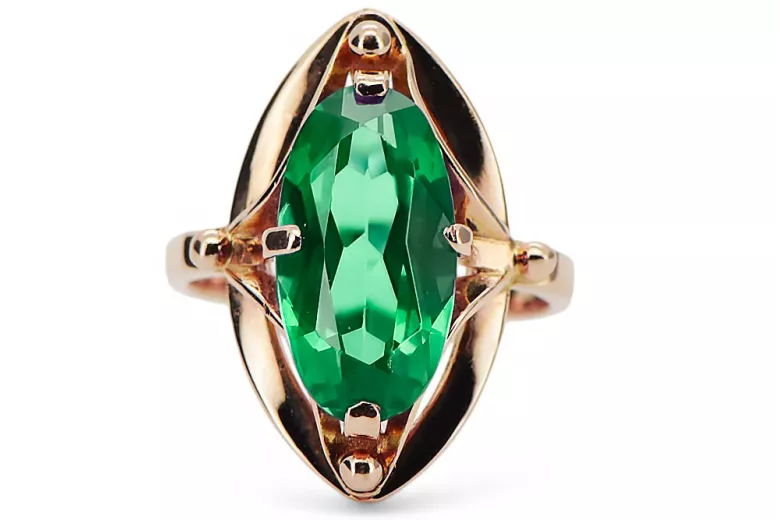 Ring Emerald Original Vintage 14K Rose Gold Vintage vrc047r